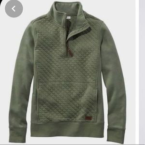 L.L. Bean Quilted Quarter Zip Sweatshirt Green